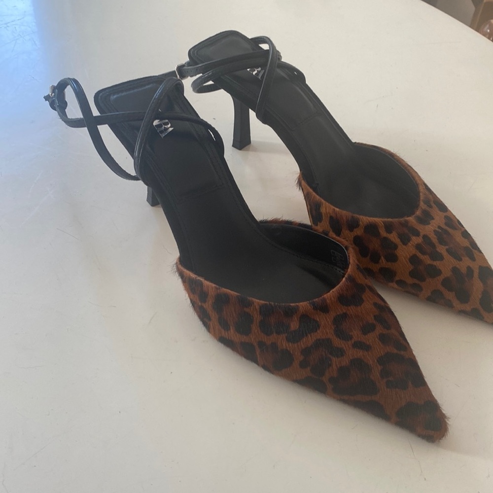 Zara leopard fur mules size 40